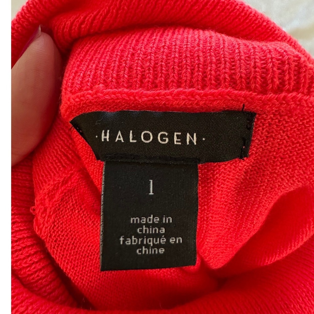 Halogen Sleeveless Merino Wool Sweater Tank S Coral Orange Turtleneck Resort - Picture 6 of 7